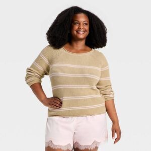 A New Day - Women's Knit Pullover Sweater - A New Day Beige/Pi Beige/Pink